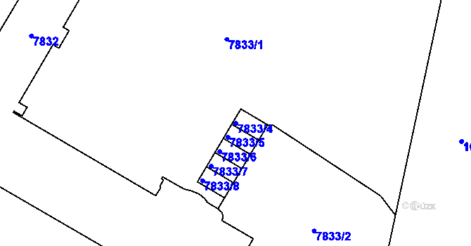 Parcela st. 7833/4 v KÚ Plzeň, Katastrální mapa
