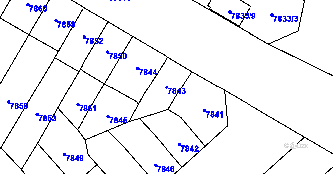 Parcela st. 7843 v KÚ Plzeň, Katastrální mapa