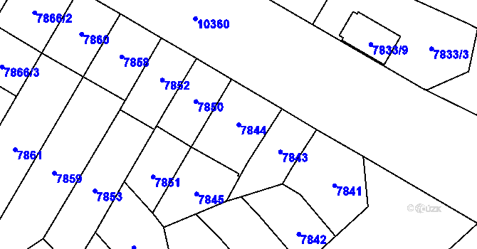 Parcela st. 7844 v KÚ Plzeň, Katastrální mapa