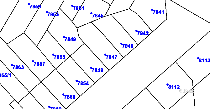 Parcela st. 7847 v KÚ Plzeň, Katastrální mapa