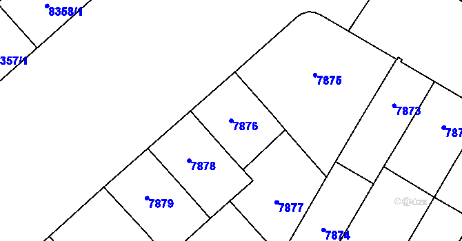 Parcela st. 7876 v KÚ Plzeň, Katastrální mapa