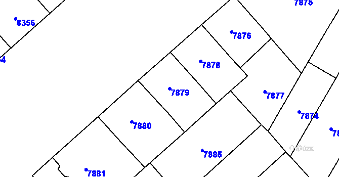 Parcela st. 7879 v KÚ Plzeň, Katastrální mapa