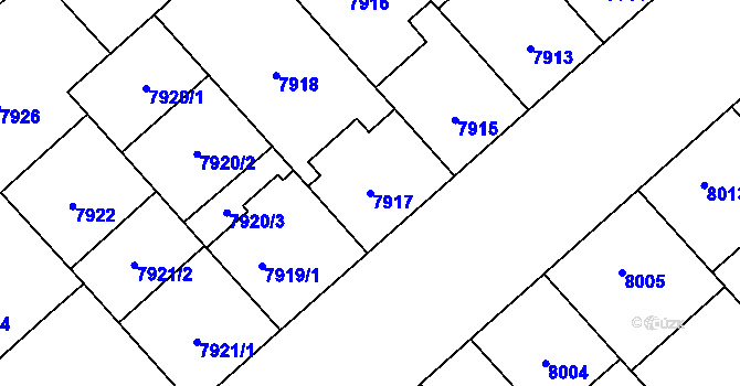 Parcela st. 7917 v KÚ Plzeň, Katastrální mapa