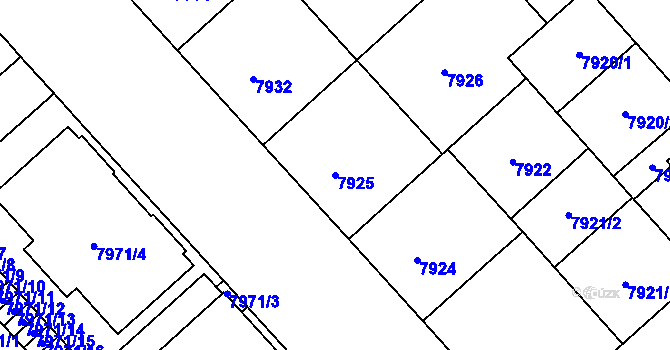 Parcela st. 7925 v KÚ Plzeň, Katastrální mapa