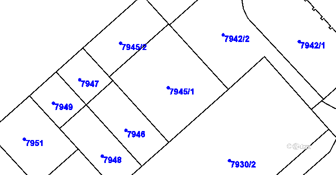 Parcela st. 7945/1 v KÚ Plzeň, Katastrální mapa