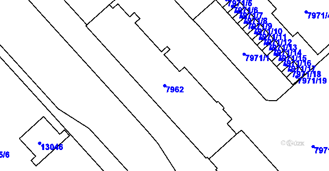Parcela st. 7962 v KÚ Plzeň, Katastrální mapa