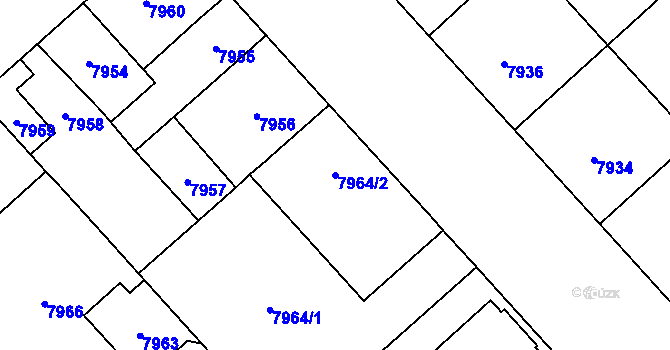 Parcela st. 7964/2 v KÚ Plzeň, Katastrální mapa