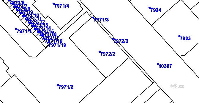 Parcela st. 7972/2 v KÚ Plzeň, Katastrální mapa