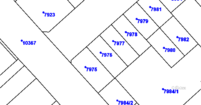 Parcela st. 7976 v KÚ Plzeň, Katastrální mapa
