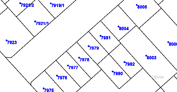Parcela st. 7979 v KÚ Plzeň, Katastrální mapa