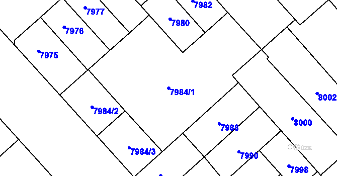 Parcela st. 7984/1 v KÚ Plzeň, Katastrální mapa