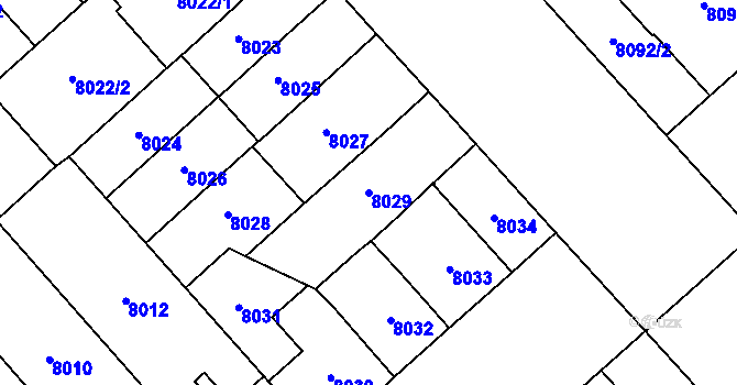 Parcela st. 8029 v KÚ Plzeň, Katastrální mapa