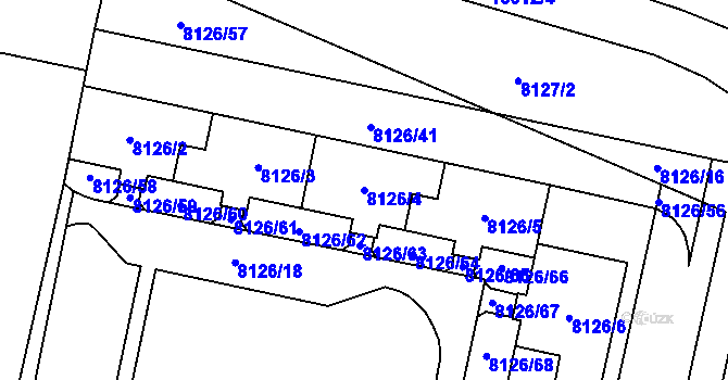 Parcela st. 8126/4 v KÚ Plzeň, Katastrální mapa