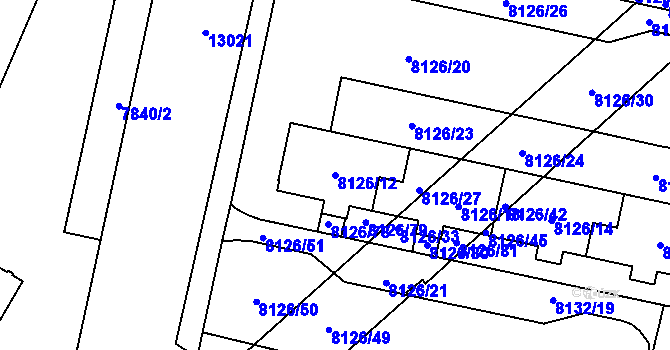Parcela st. 8126/12 v KÚ Plzeň, Katastrální mapa