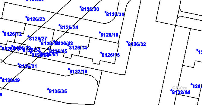 Parcela st. 8126/15 v KÚ Plzeň, Katastrální mapa