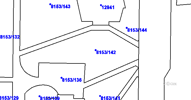 Parcela st. 8153/142 v KÚ Plzeň, Katastrální mapa