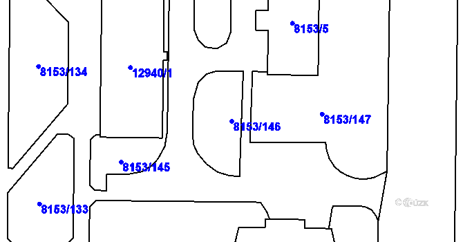 Parcela st. 8153/146 v KÚ Plzeň, Katastrální mapa