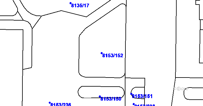 Parcela st. 8153/152 v KÚ Plzeň, Katastrální mapa