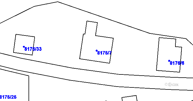Parcela st. 8176/7 v KÚ Plzeň, Katastrální mapa