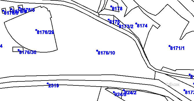 Parcela st. 8176/10 v KÚ Plzeň, Katastrální mapa