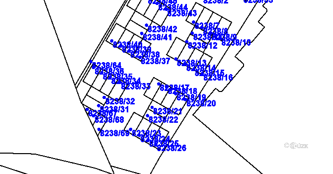 Parcela st. 8238/18 v KÚ Plzeň, Katastrální mapa