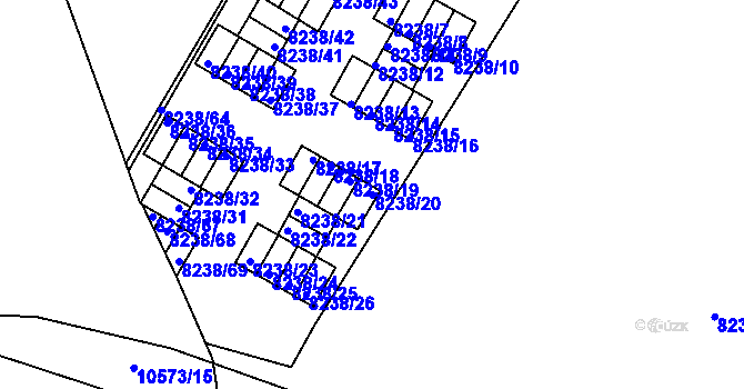 Parcela st. 8238/20 v KÚ Plzeň, Katastrální mapa