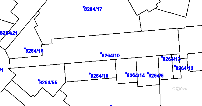 Parcela st. 8264/10 v KÚ Plzeň, Katastrální mapa