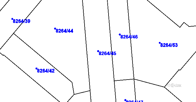 Parcela st. 8264/45 v KÚ Plzeň, Katastrální mapa