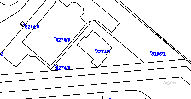 Parcela st. 8274/2 v KÚ Plzeň, Katastrální mapa