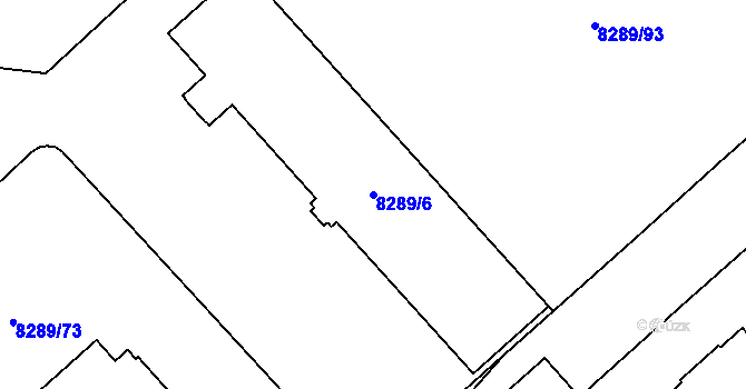 Parcela st. 8289/6 v KÚ Plzeň, Katastrální mapa
