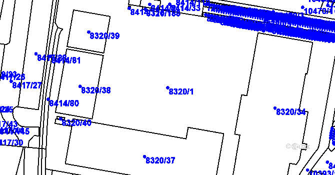 Parcela st. 8320/1 v KÚ Plzeň, Katastrální mapa