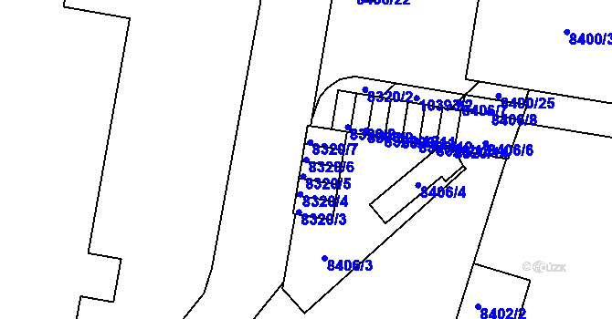 Parcela st. 8320/6 v KÚ Plzeň, Katastrální mapa