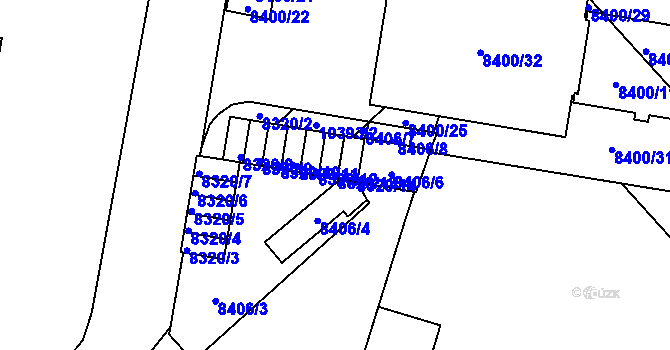 Parcela st. 8320/13 v KÚ Plzeň, Katastrální mapa