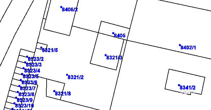 Parcela st. 8321/3 v KÚ Plzeň, Katastrální mapa