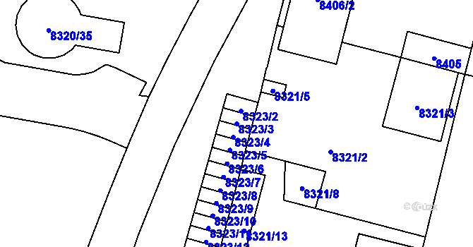 Parcela st. 8323/3 v KÚ Plzeň, Katastrální mapa