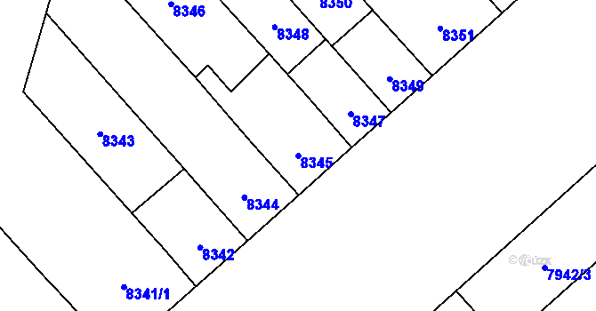 Parcela st. 8345 v KÚ Plzeň, Katastrální mapa