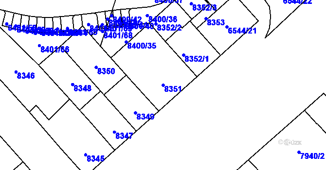 Parcela st. 8351 v KÚ Plzeň, Katastrální mapa