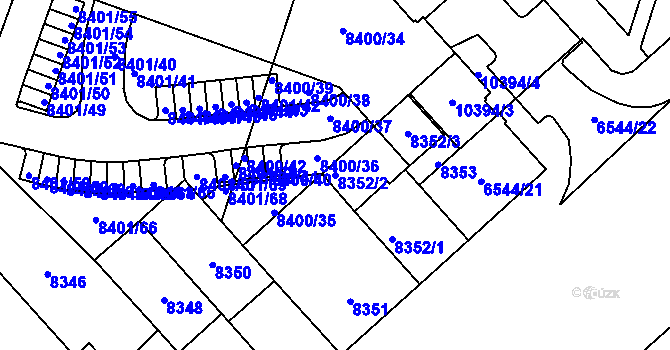 Parcela st. 8352/2 v KÚ Plzeň, Katastrální mapa