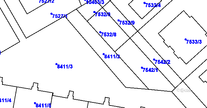 Parcela st. 8411/2 v KÚ Plzeň, Katastrální mapa