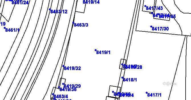 Parcela st. 8419/1 v KÚ Plzeň, Katastrální mapa