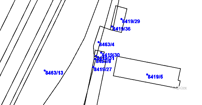 Parcela st. 8419/30 v KÚ Plzeň, Katastrální mapa