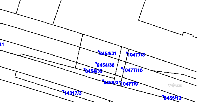 Parcela st. 8454/31 v KÚ Plzeň, Katastrální mapa