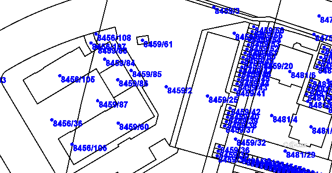 Parcela st. 8459/2 v KÚ Plzeň, Katastrální mapa