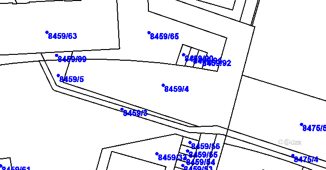 Parcela st. 8459/4 v KÚ Plzeň, Katastrální mapa