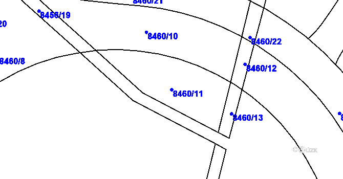 Parcela st. 8460/11 v KÚ Plzeň, Katastrální mapa