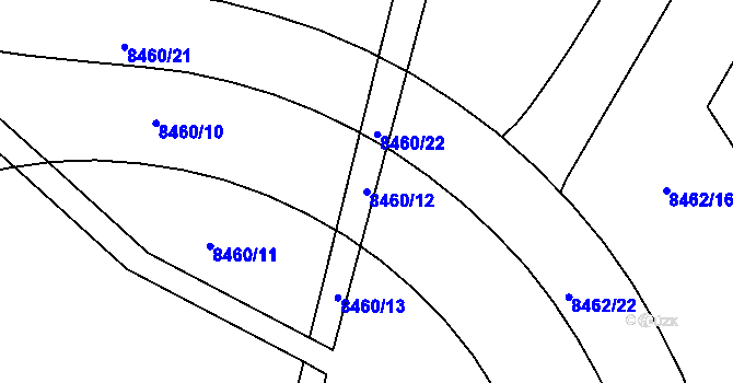 Parcela st. 8460/12 v KÚ Plzeň, Katastrální mapa