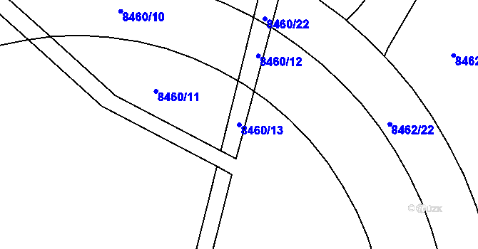 Parcela st. 8460/13 v KÚ Plzeň, Katastrální mapa