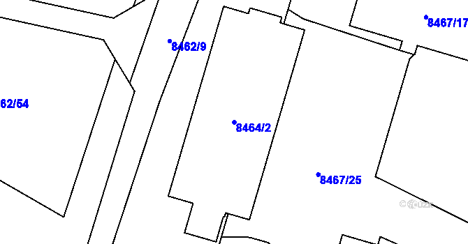 Parcela st. 8464/2 v KÚ Plzeň, Katastrální mapa