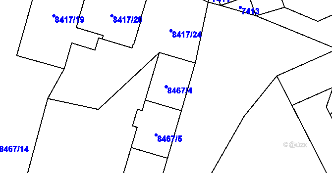 Parcela st. 8467/4 v KÚ Plzeň, Katastrální mapa