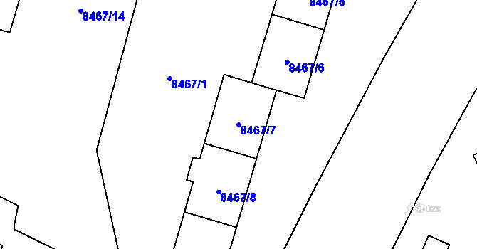 Parcela st. 8467/7 v KÚ Plzeň, Katastrální mapa